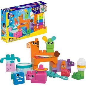 MEGA BLOKS Fisher-Price Sensory Building Toys Playset, Musical Farm Band with 45 Toddler Blocks and 6 Music Sheets, Kids Age 1+ Years