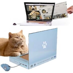Laptop Scratcher Cat Toy - Cat Keyboard Toy - Cat Toy 3-in-1 with Fluffy Mouse and a Ball Track Pad Toy – Cat Toy Funny with 2 Interchangeable Screens