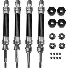 Front & Rear Universal Drive Shaft CVD w/Wheel Hex Hub Compatible with 1/10 Traxxas Slash VXL 4x4 /Stampede VXL 4X4/Hoss VXL 4X4 RC Car Upgrade Part (Black)