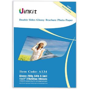 Uinkit 100 ورقة صور مزدوجة الجوانب 11x17 لامعة 54 رطل نفث الحبر 200gsm نشرة النعي معرض عرض النعي A3 حجم 11 × 17 بوصة لطباعة الطابعة النافثة للحبر
