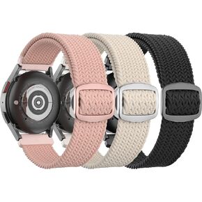 BeautyFurlife 3 Pack 20mm Stretchy Braided Watch Band Compatible with Galaxy Watch 6/5/ 4 40mm 44mm/ 5 Pro 45mm/ Galaxy Watch 4/6 Classic 42mm 43mm 46mm 47mm/ Active 2 44mm 40mm for Women & Men