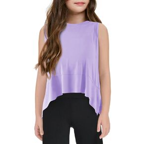 Haloumoning Girls Athletic Tank Top Kids Summer Cute Crop Tops Workout Yoga Sports Shirt 5-14 Years
