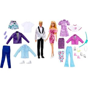 Barbie Doll and Ken Doll Fashion Set with Clothes and Accessories, Dresses, Tees, Pants, Swimsuits and More