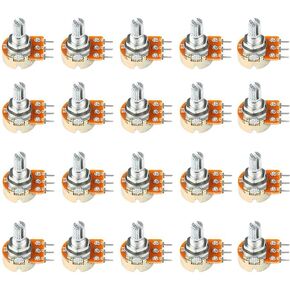 20PCS WH148 Single Potentiometer B100K Variable Resistors 15mm Knurled Shaft 3Pins 100K Ohm Taper Rotary Potentiometer