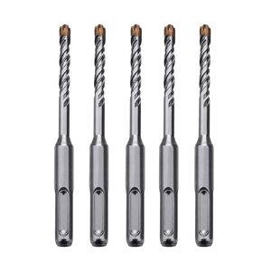 5 Pack 5/32 inch x 4.33 inch SDS Plus Rotary Hammer Bit, Concrete Drill Bits for Concrete, Brick, Cement and Stone, 4.33 inch Length (5/32 inch x 4.33 inch)