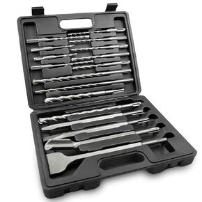 17Pcs Rotary Hammer Drill Bits and Chisel Sets, SDS Plus Carbide Tipped Masonry Drill Bit for Concrete, Stone, Brick, with Storage Case (17)
