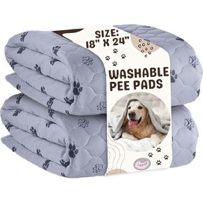 Washable Pee Pads for Dogs, 2 Pack - 18" x 24" Reusable Puppy Pads Super Absorbent for Pet Training, Waterproof, Non Slip