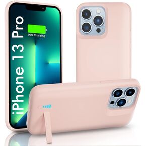 Battery Case for iPhone 13 Pro(6.1 inch), Girlish 6000mAh Extended Charging Case Protective Rechargeable Charger Case for iPhone 13 Pro - Pink