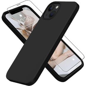 FUNMIKO Compatible with iPhone 13 Case with Screen Protector,Silky Liquid Silicone Case,Scratch Proof Soft Microfiber Lining,Slim Fit Shockproof Protective Phone Case 6.1",Army Green