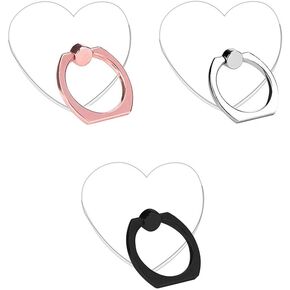 Transparent Heart Cell Phone Ring Holder Kickstand,360 Rotation Clear Heart Cell Phone Finger Ring Grip Stand for Phones,Pad
