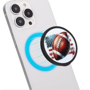 Foldable Phone Stand Holder and Phone Grip - Magnetic Grip Stand Compatible with Mag Safe - Kickstand for iPhone,Samsung Galaxy,Google Pixel - Football