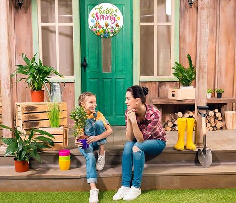 WaaHome Hello Spring Sign Wreath for Front Door Decor Bee Butterfly Flower Spring Hanging Door Decorations, Farmhouse Spring Welcome Door Sign Hanger for Home Wall Indoor Outdoor Decorations in Saudi Arabia