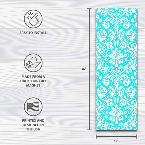 APPLIANCE ART Deluxe School Locker Magnetic Wallpaper | Decorative | Magnetic Vinyl for Instant Update | Trimmable | Easy Install, Remove & Reuse | Set of 4 Sheets | Damask Aqua in Saudi Arabia
