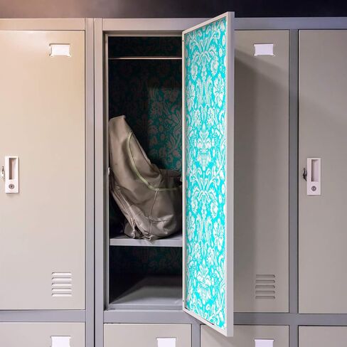 APPLIANCE ART Deluxe School Locker Magnetic Wallpaper | Decorative | Magnetic Vinyl for Instant Update | Trimmable | Easy Install, Remove & Reuse | Set of 4 Sheets | Damask Aqua in Saudi Arabia