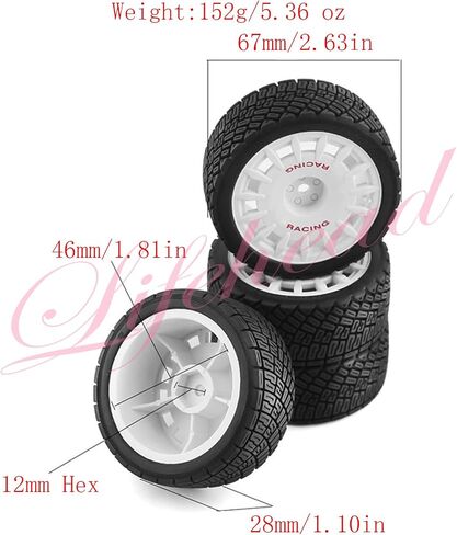 67mm RC On-Road Rally Car Tires and Wheels for 1/10 RC On-Road Touring Drift Car HSP Tamiya XV01 TT01 TT02B HPI Kyosho FAZER MK2 /12mm Hex in Saudi Arabia