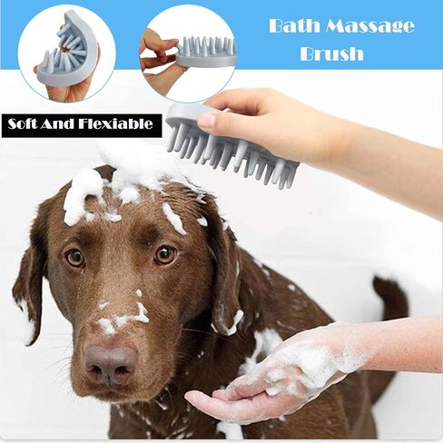 9 PCS Dog,Cat Grooming Brush Shedding Kit-Self-Cleaning Smooth Dog Brush Hair Removal And Flea Comb Rubber Bath Brush Toothbrush Grooming Brush Nail Clippers And File pet Bath Absorbent towel (blue) in Saudi Arabia