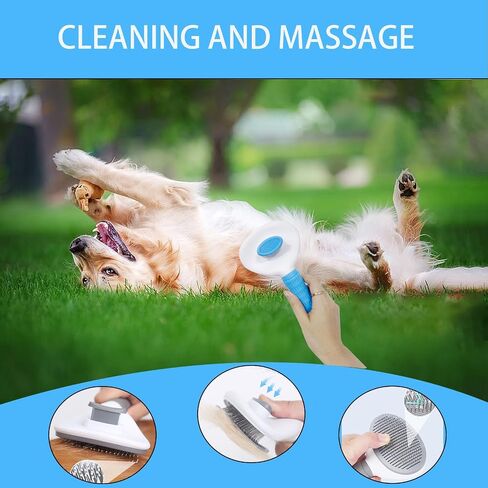 9 PCS Dog,Cat Grooming Brush Shedding Kit-Self-Cleaning Smooth Dog Brush Hair Removal And Flea Comb Rubber Bath Brush Toothbrush Grooming Brush Nail Clippers And File pet Bath Absorbent towel (blue) in Saudi Arabia