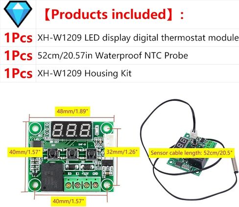 XH-W1209 12V LED وحدة التحكم في درجة الحرارة -50 ~ 110 درجة مئوية مع السكن in Saudi Arabia