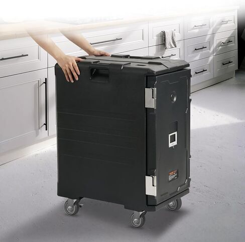 VEVOR Insulated Food Pan Carrier, 109 Qt Hot Box for Catering, LLDPE Food Box Carrier with Double Buckles, Front Loading Food Warmer with Handles, End Loader with Wheels for Restaurant, Canteen, etc. in Saudi Arabia