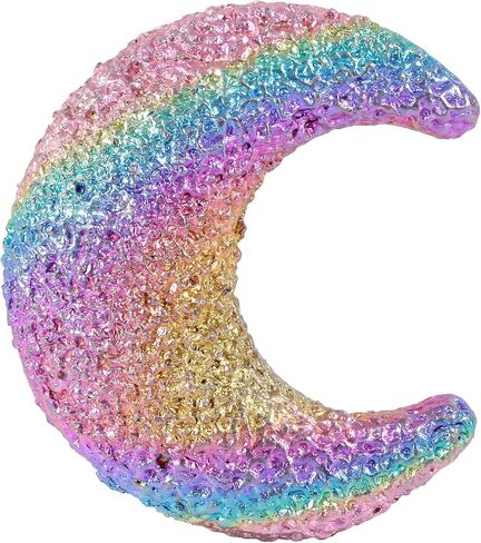 Nupuyai Moon Shaped Rainbow Bismuth Ore Crystal Stone, Rough Mineral Specimen for Home Office Decoration and Jewelry Making DIY Craft in Saudi Arabia