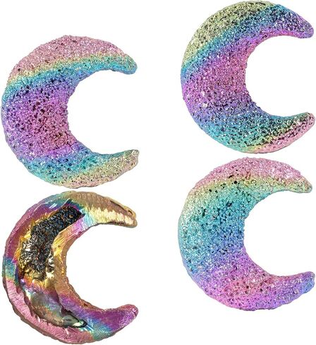 Nupuyai Moon Shaped Rainbow Bismuth Ore Crystal Stone, Rough Mineral Specimen for Home Office Decoration and Jewelry Making DIY Craft in Saudi Arabia