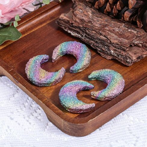 Nupuyai Moon Shaped Rainbow Bismuth Ore Crystal Stone, Rough Mineral Specimen for Home Office Decoration and Jewelry Making DIY Craft in Saudi Arabia