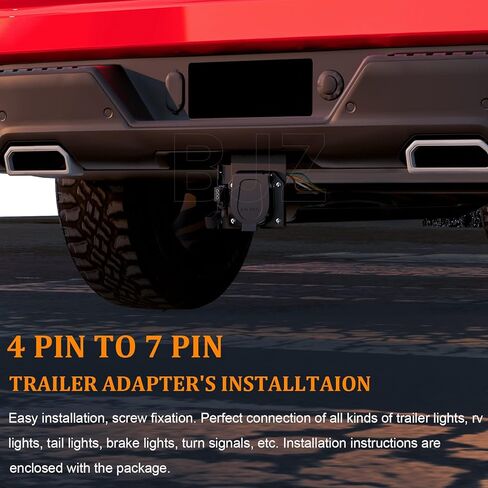 4-Way Flat to 7-Way Round Blade Trailer Lights محول التوصيل موصل 4 دبوس إلى 7 دبوس موصل كهربائي مع تصاعد قوس لشاحنة مقطورة RV بيك اب RV حافلة فان in Kuwait