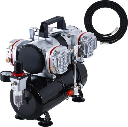 Master Airbrush Model TC-848, High-Performance Four Cylinder Piston Air Compressor with Tank and Free 6 Inch Airbrush Hose in Saudi Arabia