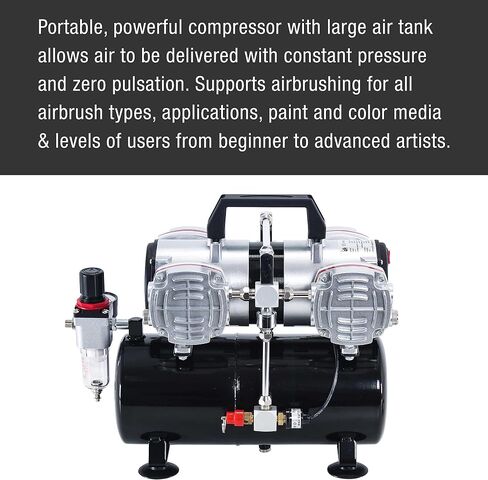 Master Airbrush Model TC-848, High-Performance Four Cylinder Piston Air Compressor with Tank and Free 6 Inch Airbrush Hose in Saudi Arabia
