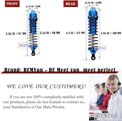 4PCS Aluminum Front Rear RC Shocks Upgrades Part for 1/10 Slash 2WD 4x4 Rustler 2WD 4X4 Stampede 2WD 4X4 Hoss 4X4 2WD Rally, Big Bore Full Metal RC Shock Absorber,5862 3760 3762,Gold in Kuwait