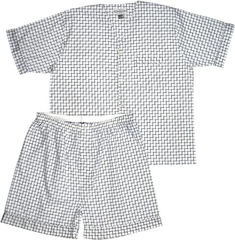 Men's Woven Comfort Zone Pajama V-Neck Sleepwear Short Sleeve and Short Leg Set, Sizes S/4XL in Saudi Arabia
