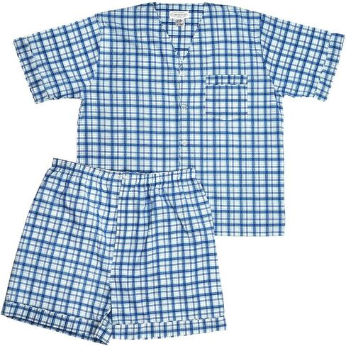 Men's Woven Comfort Zone Pajama V-Neck Sleepwear Short Sleeve and Short Leg Set, Sizes S/4XL in Saudi Arabia