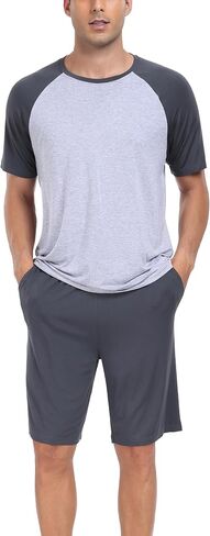 COLORFULLEAF Mens Pajamas Set Shorts and Shirt Bamboo Sleepwear Summer Nightwear Lightweight Sleep Sets S-XL in Saudi Arabia