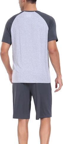 COLORFULLEAF Mens Pajamas Set Shorts and Shirt Bamboo Sleepwear Summer Nightwear Lightweight Sleep Sets S-XL in Saudi Arabia
