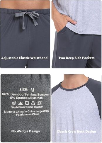 COLORFULLEAF Mens Pajamas Set Shorts and Shirt Bamboo Sleepwear Summer Nightwear Lightweight Sleep Sets S-XL in Saudi Arabia