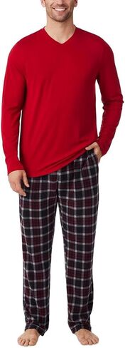 Mens Cabin Fleece Long Sleeve V-Neck Top and Pajama Pant 2-pc Set in Kuwait