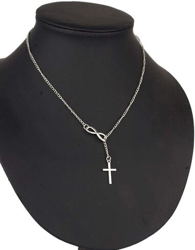 إنفينيتي الحب المختنق قلادة الوهق الفضة الحديثة إنفينيتي الصليب المختنق قلادة الدينية Y قلادة مجوهرات للنساء والفتيات in Kuwait