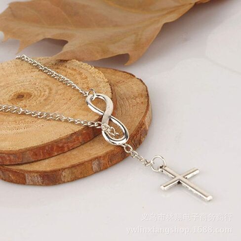 إنفينيتي الحب المختنق قلادة الوهق الفضة الحديثة إنفينيتي الصليب المختنق قلادة الدينية Y قلادة مجوهرات للنساء والفتيات in Kuwait