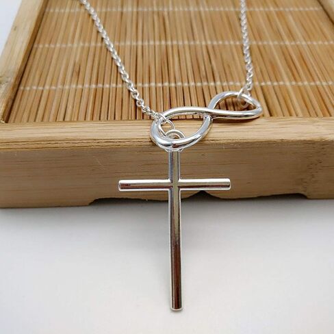 إنفينيتي الحب المختنق قلادة الوهق الفضة الحديثة إنفينيتي الصليب المختنق قلادة الدينية Y قلادة مجوهرات للنساء والفتيات in Kuwait