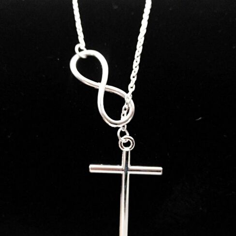 إنفينيتي الحب المختنق قلادة الوهق الفضة الحديثة إنفينيتي الصليب المختنق قلادة الدينية Y قلادة مجوهرات للنساء والفتيات in Kuwait