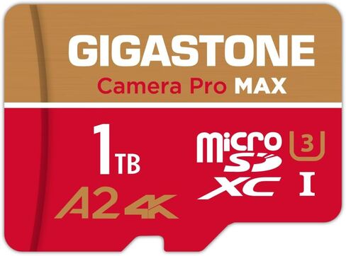 [استعادة بيانات مجانية لمدة 5 سنوات] بطاقة GIGASTONE 1 تيرابايت Micro SD، كاميرا 4K Pro MAX، تسجيل فيديو 4K لـ GoPro، DJI، Drone، R/W حتى 150/140 ميجابايت/ثانية، بطاقة ذاكرة MicroSDXC UHS-I U3 A2 V30، مع محول in Kuwait