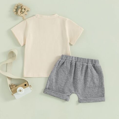 Western Baby Boy Summer Clothes Cow/Chicken/Horse Print Short Sleeve T-Shirt Shorts Toddler Cowboy Outfit in Saudi Arabia