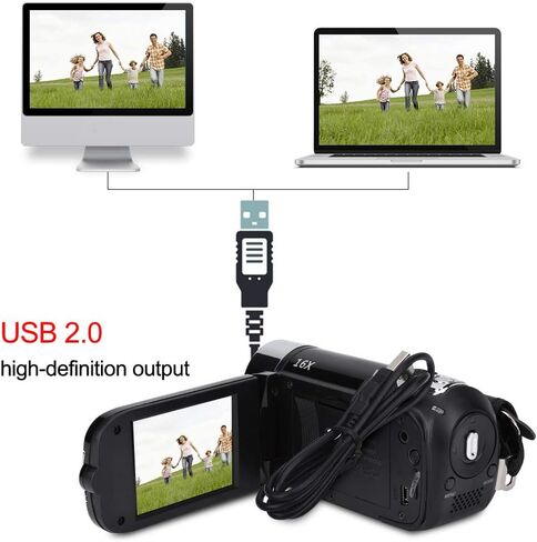 Socobeta Camcorder Digital Camera Full HD 270° Rotation 1080P 16X High Definition Digital Camcorder Video DV Camera DV Player(US-Black) in Saudi Arabia