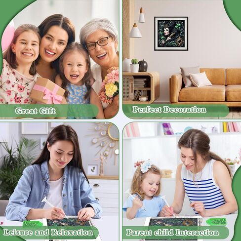 مجموعات الفن الماسي الساحرة للبالغين، مجموعات فنية من الألماس الغراب 5D DIY، فنون وحرف كريستال دائرية كاملة، مجموعة طلاء فني للأحجار الكريمة لديكور جدار المنزل (12 × 12 بوصة) in Saudi Arabia