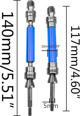 Front & Rear Universal Drive Shaft CVD w/Wheel Hex Hub Compatible with 1/10 Traxxas Slash VXL 4x4 /Stampede VXL 4X4/Hoss VXL 4X4 RC Car Upgrade Part (Black) in Saudi Arabia