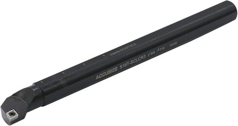 Accusize Industrial Tools 1 بوصة × 12 بوصة Rh Sclcr شريط مملة قابل للفهرسة بالإضافة إلى 10 قطع Ccmt32.5 كربيد أسود وأصفر، طلاء Cvd، P252-S408ins in Saudi Arabia