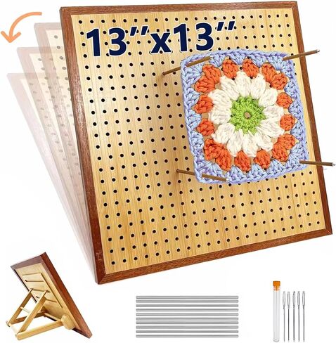 Crochet Blocking Board,13 Inch Crochet Blocking Board Comes with 10 Stainless Steel Rod Pins Wooden Knitting Blocking Mat for Lover Mother Grandma Crochet Gifts in Saudi Arabia