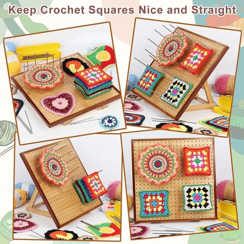 Crochet Blocking Board,13 Inch Crochet Blocking Board Comes with 10 Stainless Steel Rod Pins Wooden Knitting Blocking Mat for Lover Mother Grandma Crochet Gifts in Saudi Arabia