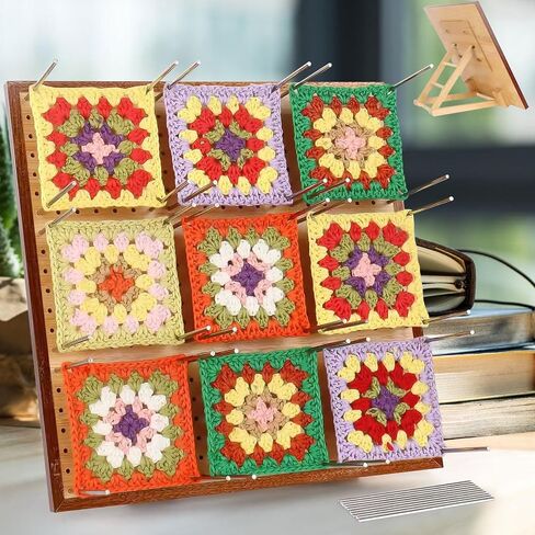 Crochet Blocking Board,13 Inch Crochet Blocking Board Comes with 10 Stainless Steel Rod Pins Wooden Knitting Blocking Mat for Lover Mother Grandma Crochet Gifts in Saudi Arabia