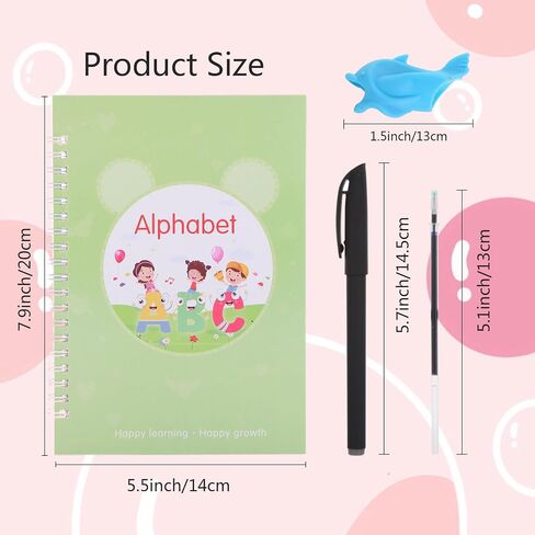 Magic Practice Copybook, Grooved Handwriting Practice Workbook, Reusable Writing Practice Copybook for Preschool Kids Age 3-8 Calligraphy 7.8 in x 5.5 in (5 Books with Pens) in Saudi Arabia
